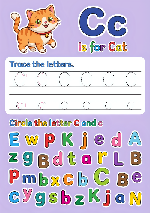 Upper and Lower Letter Cc Tracing Worksheets