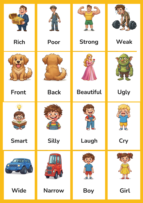 Free Printable Opposites Flashcards — More Opposites (Set 2)