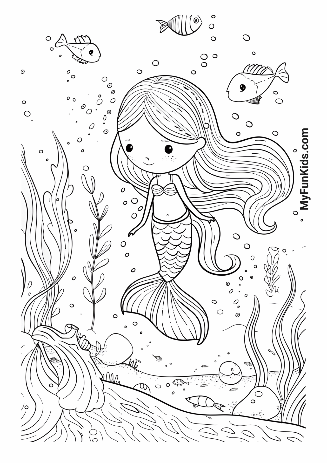 MyFunKids.com coloring mermaid2