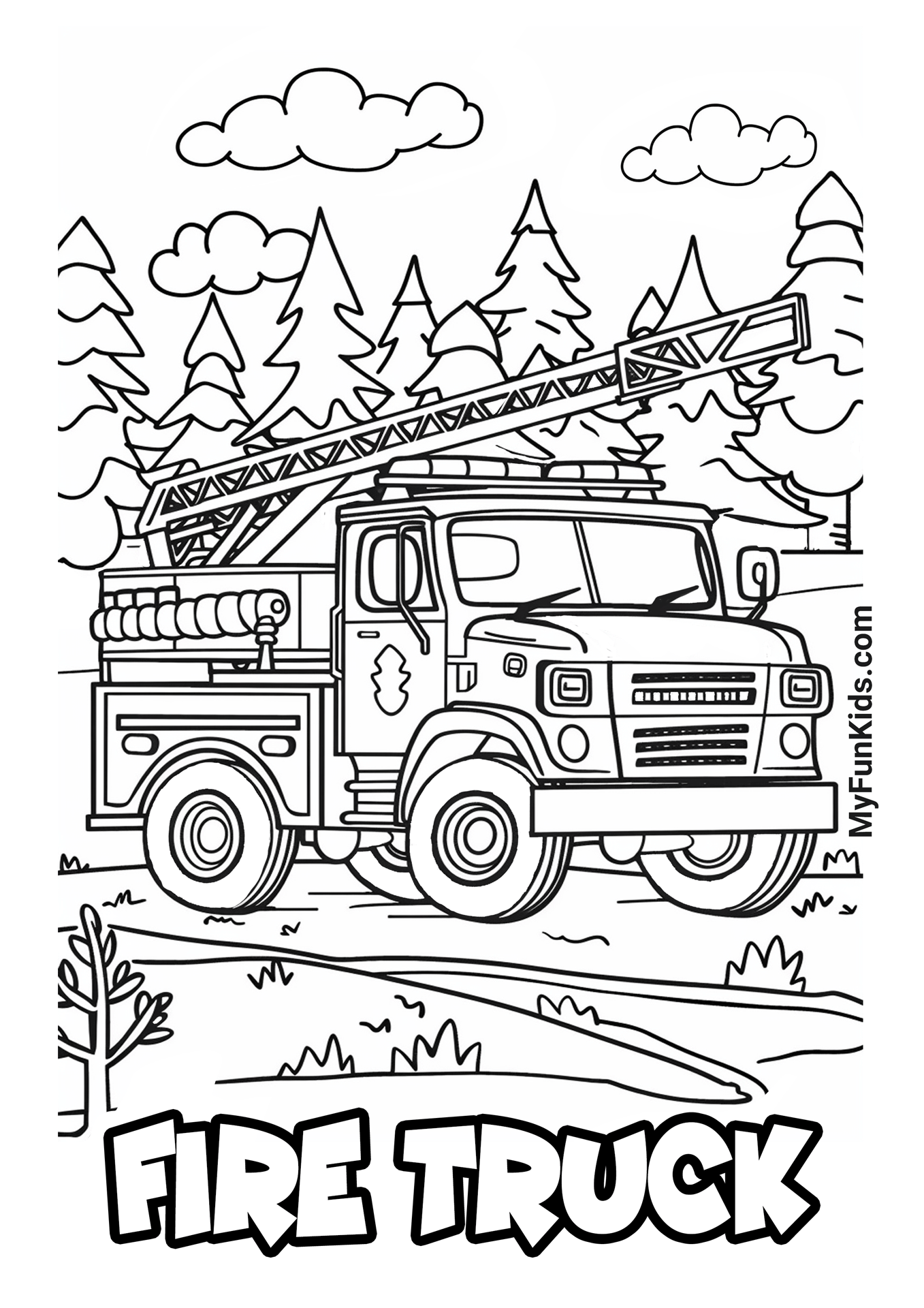 MyFunKids.com coloring firetruck