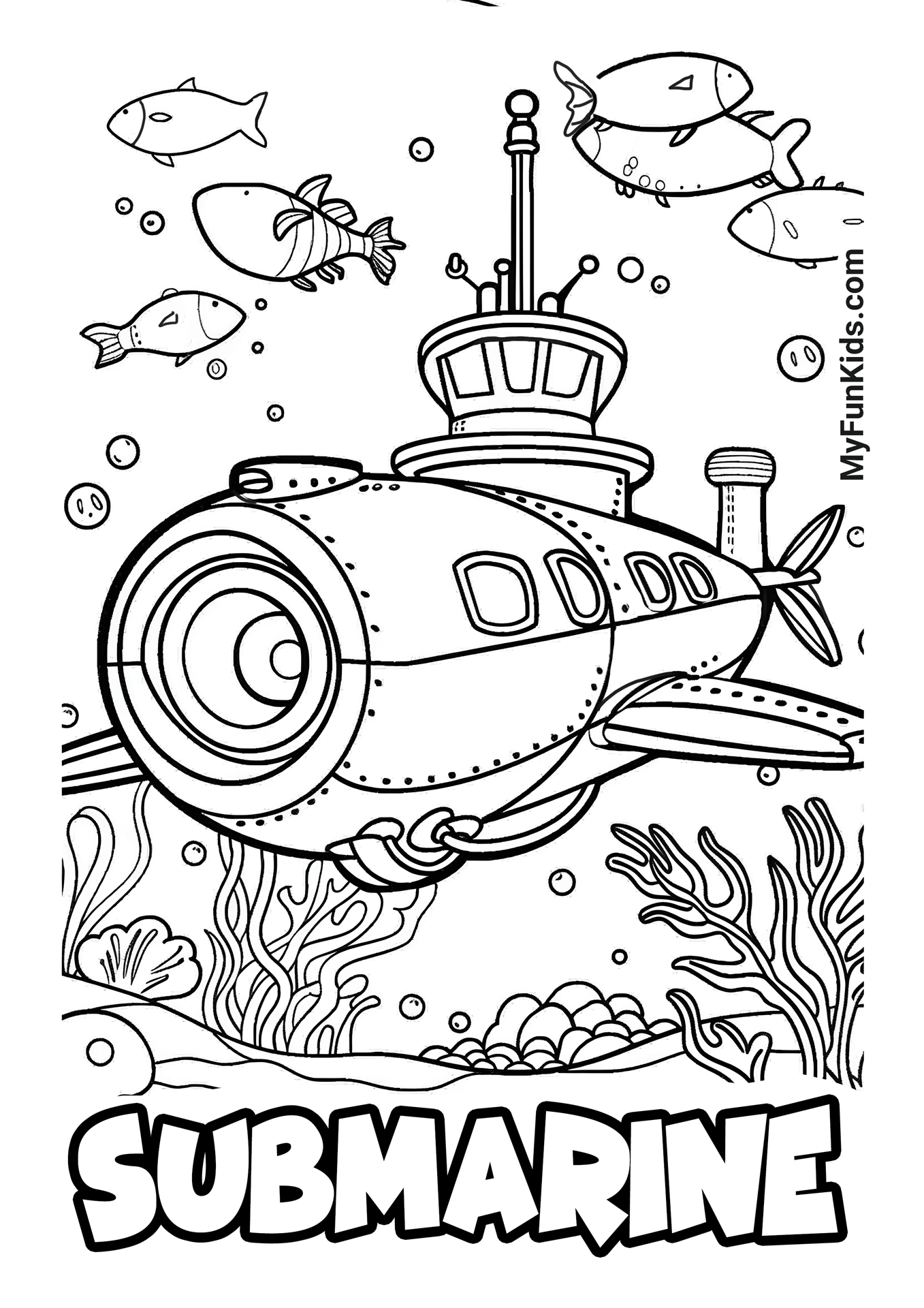 MyFunKids.com coloring submarine